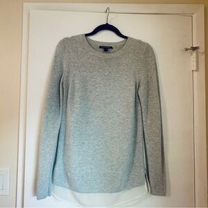 Hilary Radley Light Gray Layered Hem Long Sleeve Sweater